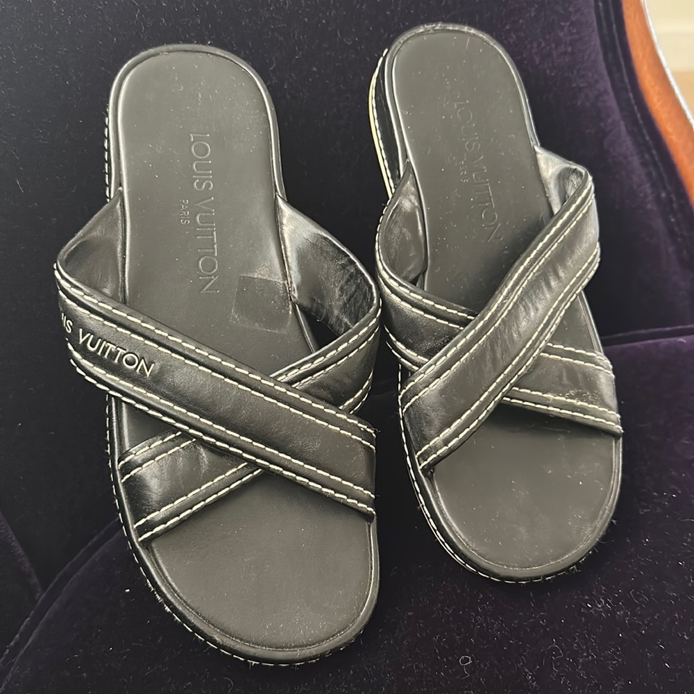 Vintage Louis Vuitton Slides - 37.5